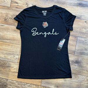NEW Cincinnati Bengals NFL Sleepwear Shirt Women’s Black Script Logo Top Size M
